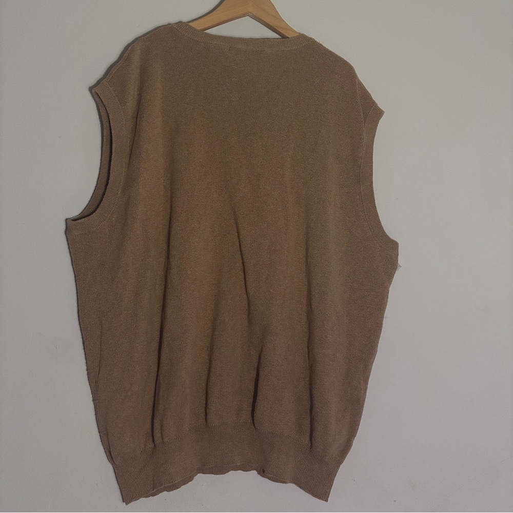 Saddlebred V-Neck Tan Sweater Vest 100%cotton - Picture 6 of 14